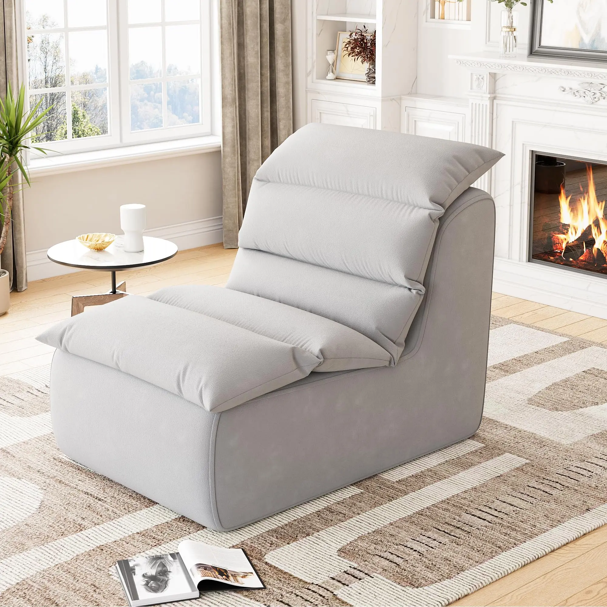 Bean Bag Chair for Adults – Ergonomic Memory Foam Sofa, High-Resilience Support, Skin-Friendly Fabric, Non-Slip Base, Cozy Fireside Lounge Chair