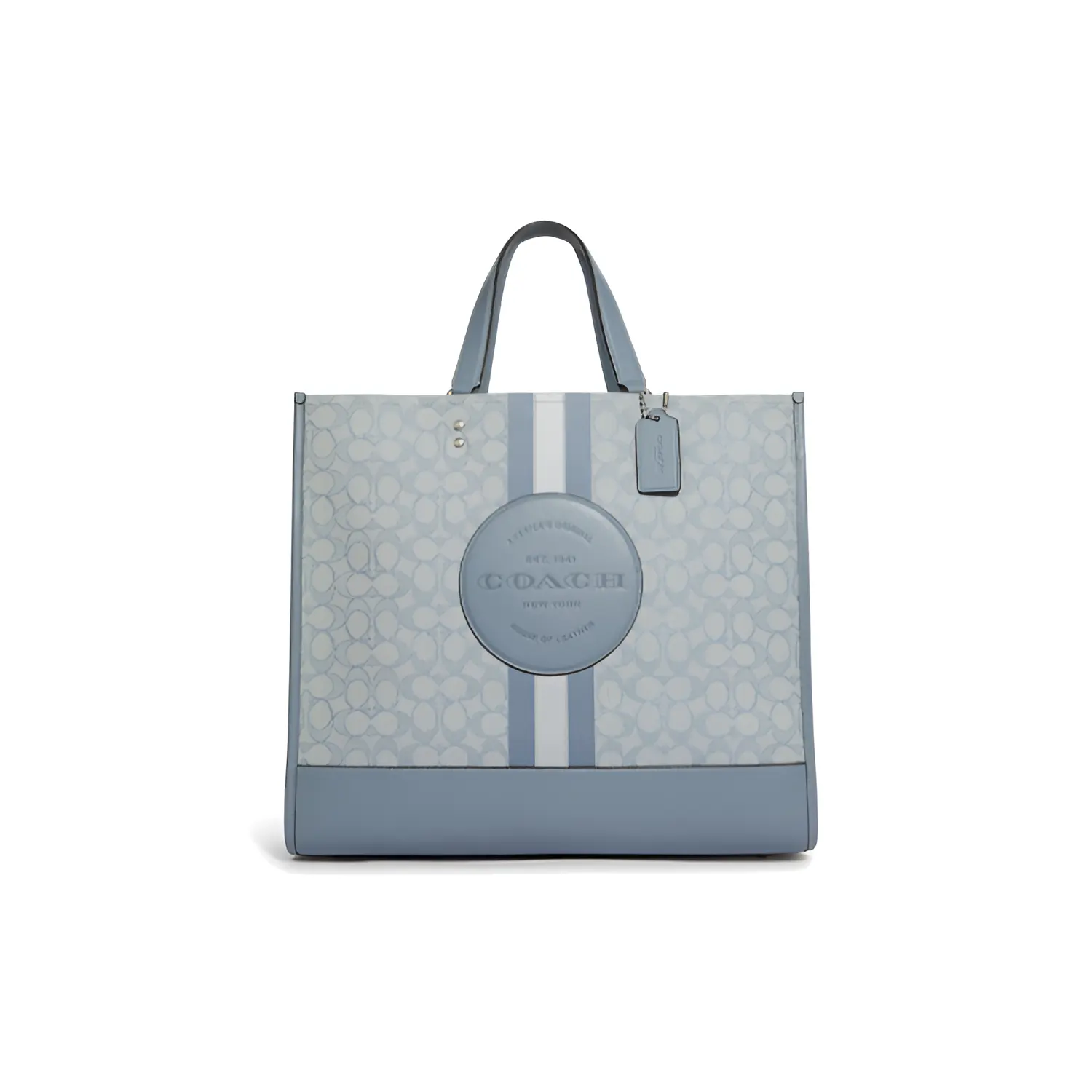 COACH Dempsey 40 Vertical Tote Bag for Women – Signature Jacquard and Pebbled Leather with Snap Closure – Large, Casual, Muted Color