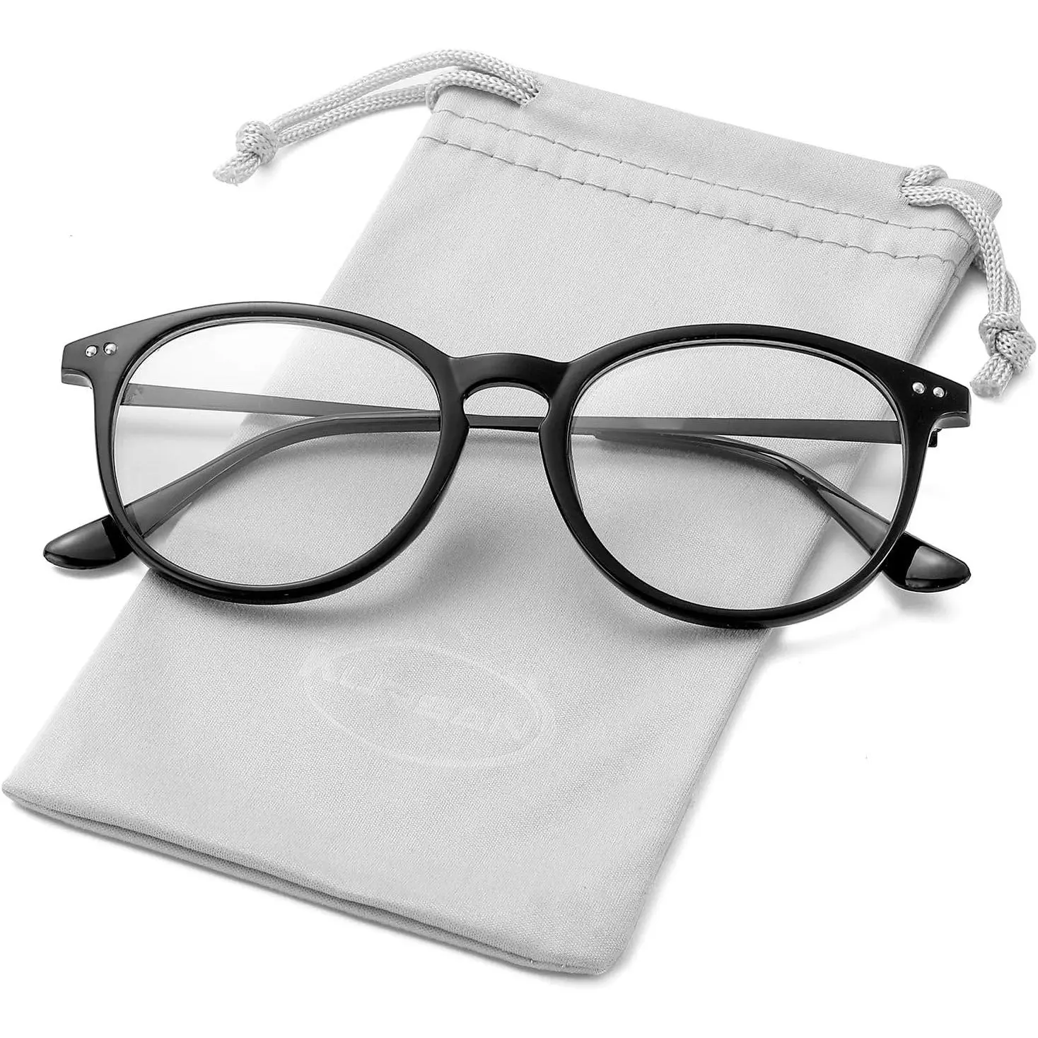 Non Prescription Clear Lens  Glasses for Women Men Retro Round Plastic Frame Eyeglasses