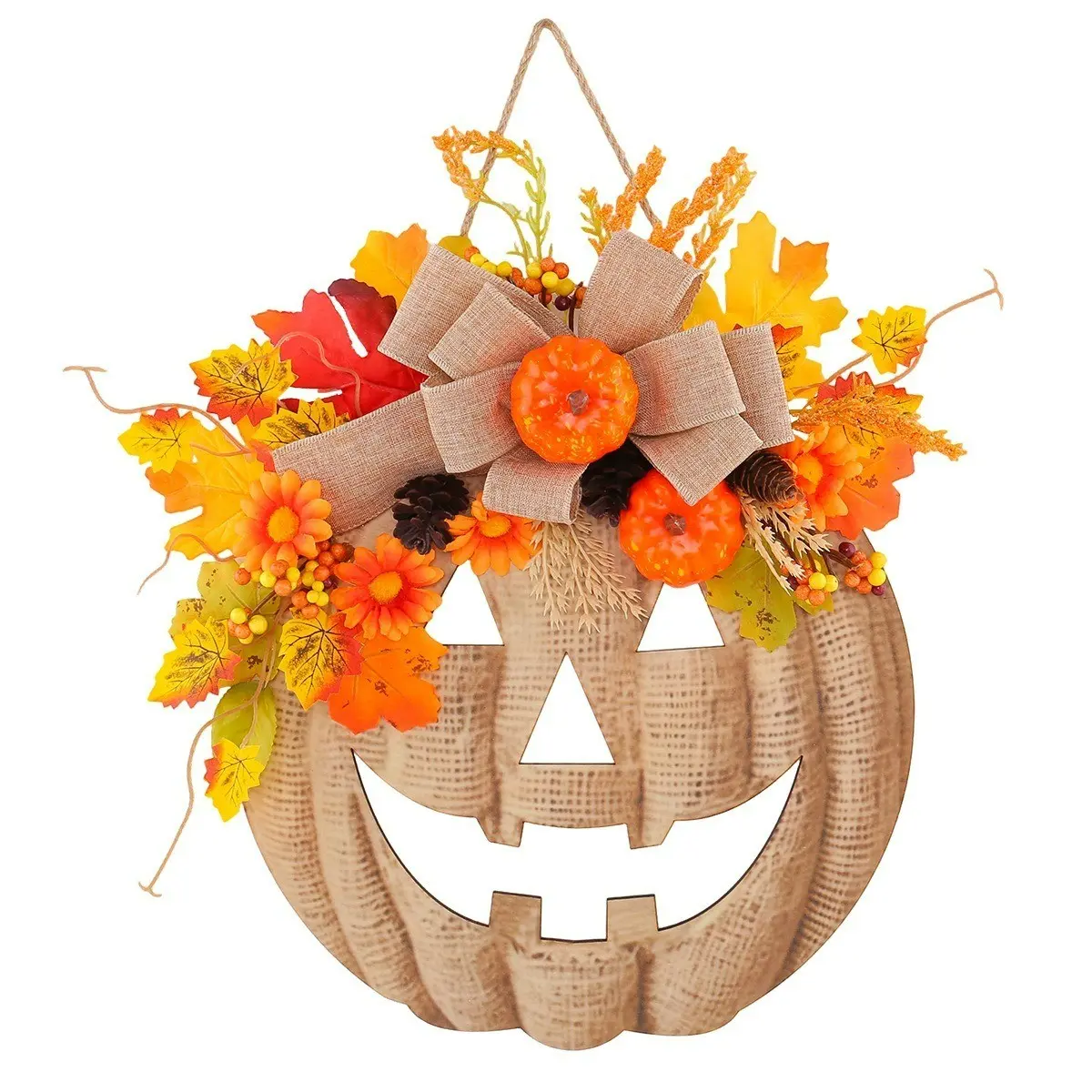 Halloween Pumpkin Wooden Sign, Fall Decorative Door Hanger, Window Display Ornament, Home Decoration Piece, Wood Material