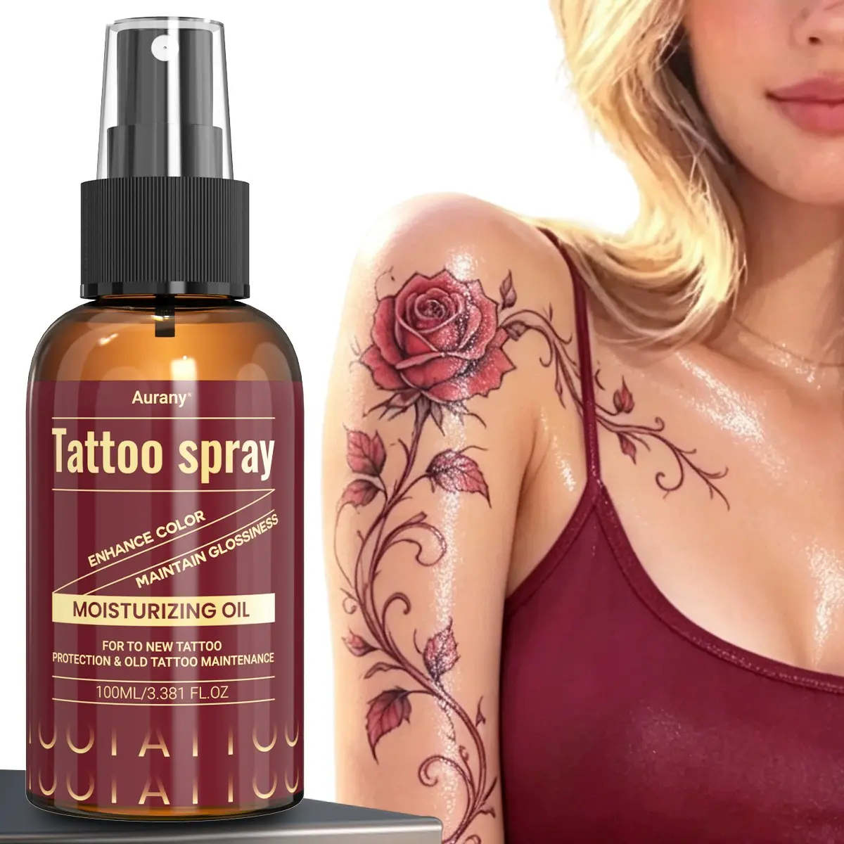 1PC-Tattoo Moisturizing Spray, Tattoo Aftercare Spray, Tattoo Care, Plant-Based, Cosmetics, Ingredients, Tattoo Spray To Enhance Tattoo Color & Maintain Gloss For Daily Tattoo Maintenance-100ml