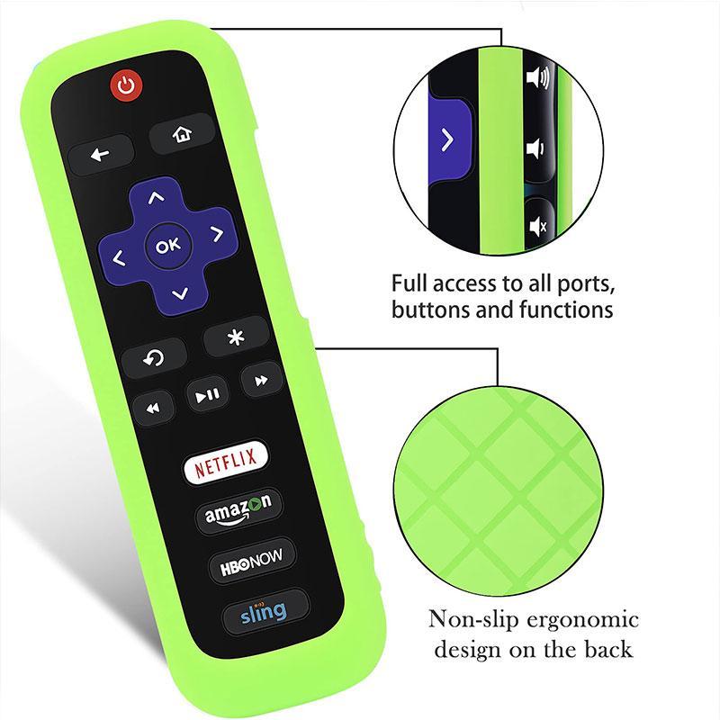 Tcl Roku Smart TV Remote Case Battery Cover, Silicone Protector Universal Sleeve, Glow-In-The-Dark Design, Reusable & Durable, Universal Fit