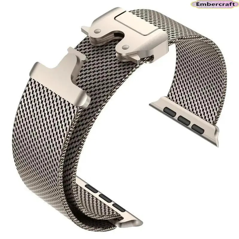 Viral Titanium Milanese Loop Watch Band for Apple Watch Ultra 2, Premium Metal Mesh Smart Watch Strap with Secure Parachute Buckle, Adjustable Lightweight Band for 42mm-49mm, Everyday Wear, Business, Workout & Travel