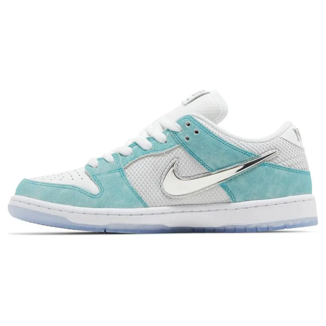 April Skateboards x Nike Dunk SB White and Multi-Color Suede Low-Top Skate Shoes for Men and Women Verifiable, with credentials and supporting global authentication