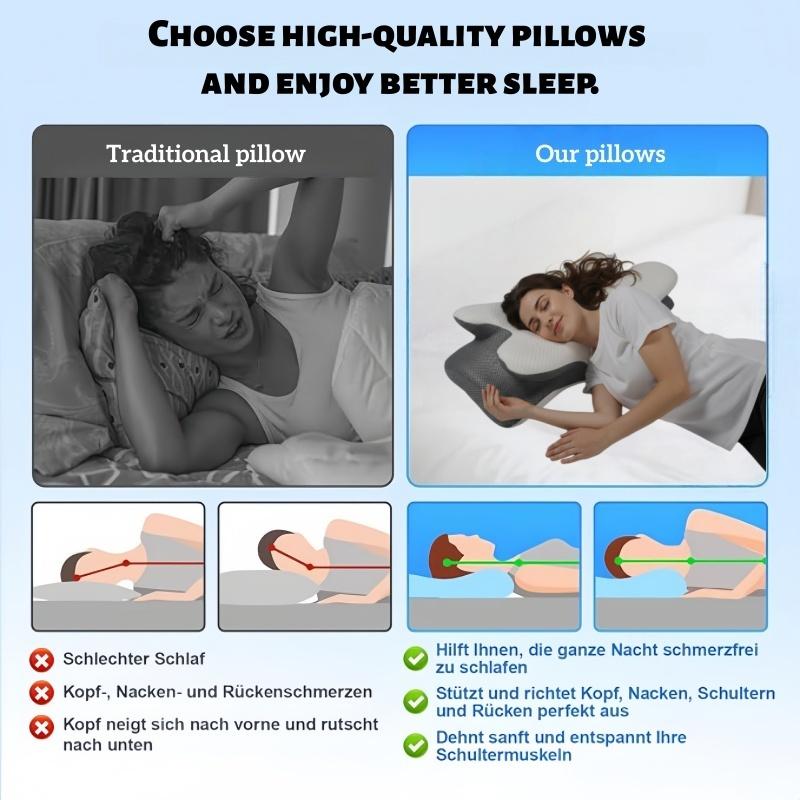 1pc Butterfly-shaped Pillow - Designed with Ergonomic Principles, Suitable for Both Supine and Lateral Sleepers, It Offers a Comfortable Sleep Experience and Provides Support for the Head and Neck.
