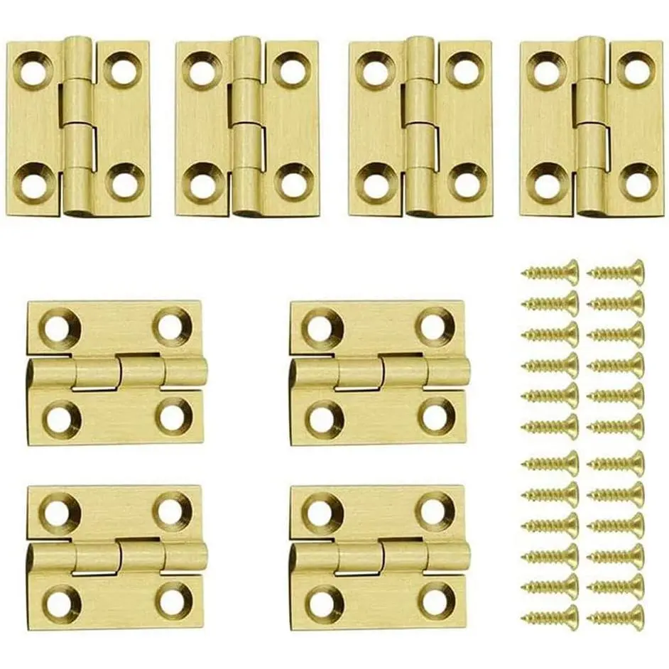 Mini Solid Brass Hinges Cabinet Drawer  Hinges for  Chest  Box,1/1.5/2.5Inch,8PCS (1Inch)