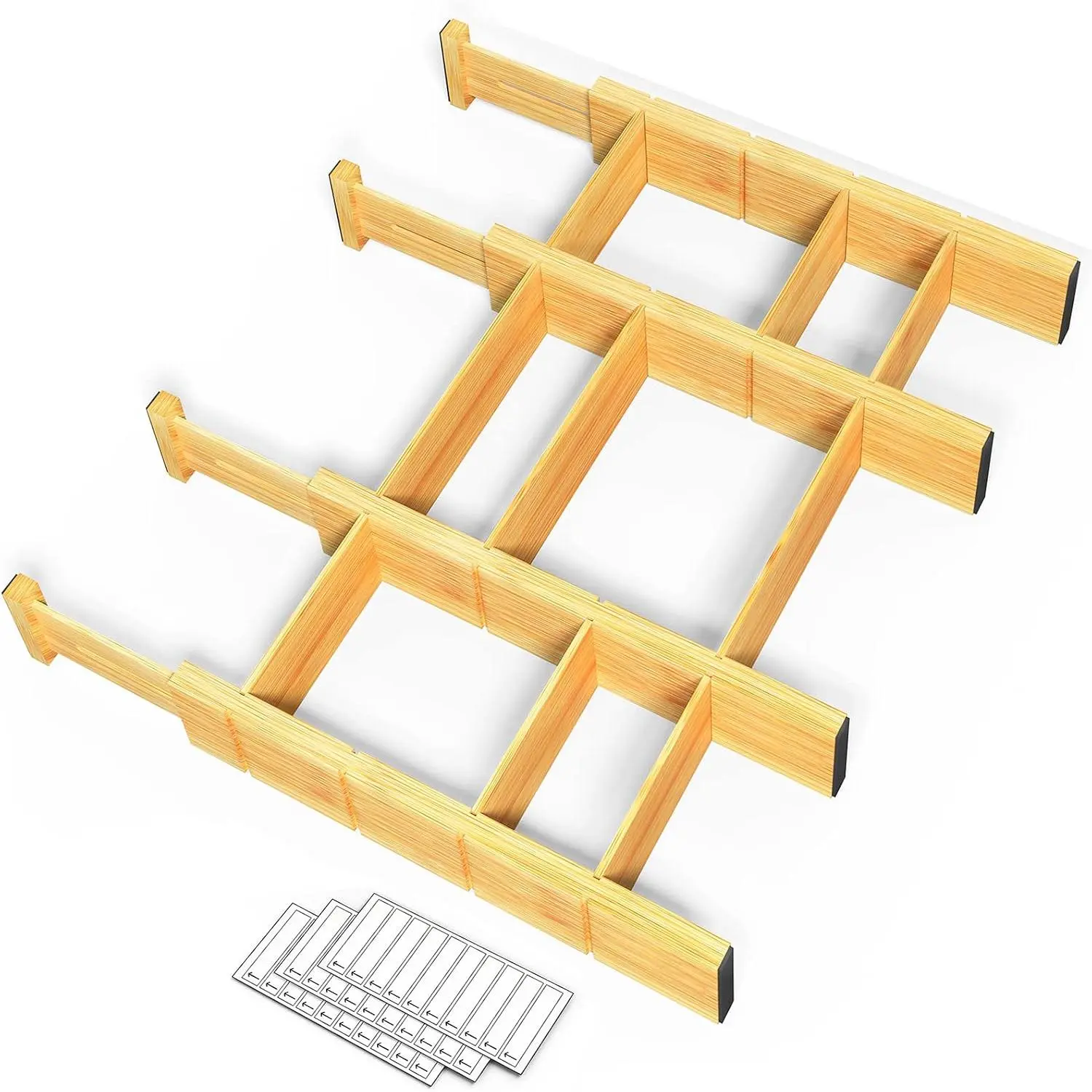13.25-17“ Drawer Dividers (Need 2.35" Deep Drawer) Kitchen Adjustable Organizers, Expandable Organization for , Office, Dressers, 4 Dividers with 9 Inserts