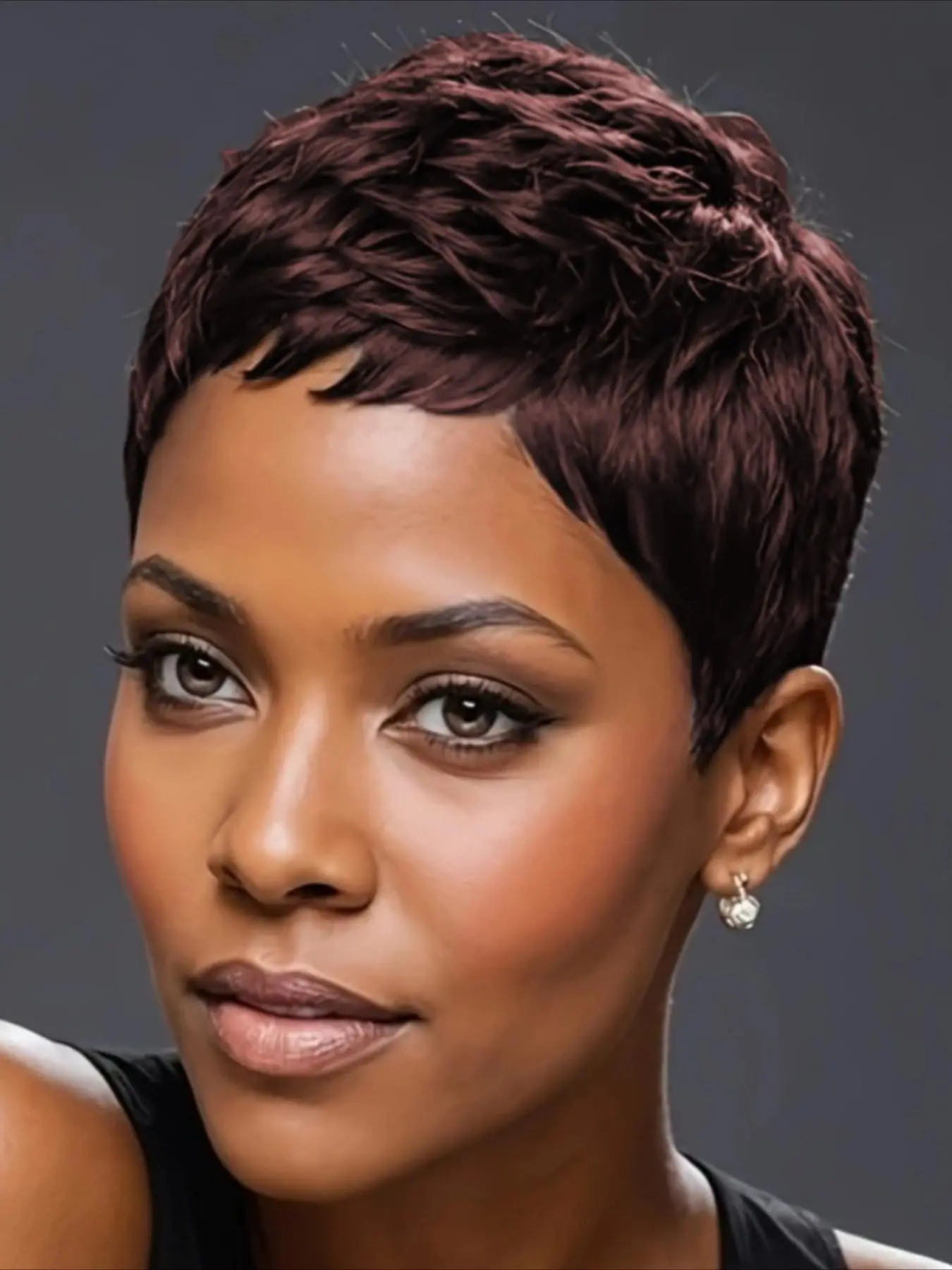 Curly Wave Human Hair Wig for Women Fulll Machine Made Wig Pixie Cut Wig 150% Density 6 Inch