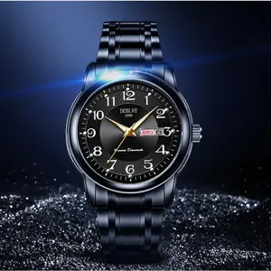 Men's Skeleton Quartz Watch with Analog-Digital Display, Luminous Day-Date, 30M Water Resistant, See-Through Back, Alloy Strap, 40.5mm