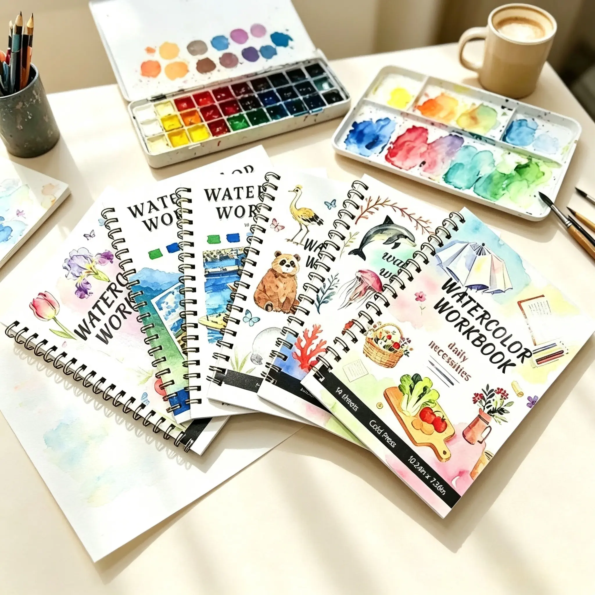Watercolor Sketchbook with Step-By-Step Drawing Guides, Cold Press Paper, Ideal for Students' Art Practice and Pre-Class Exercises