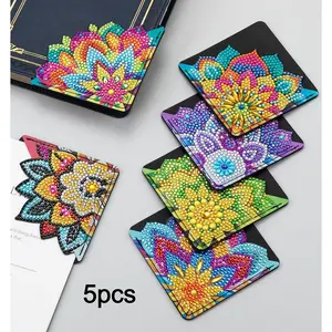 5 Diamond Art Bookmarks, Diamond Painting Bookmarks, Perfect for Book Lovers 5D DIY Corner Bookmarks Adult Crafts Adult Diamond Art Kits for Home Office Beginners Gifts