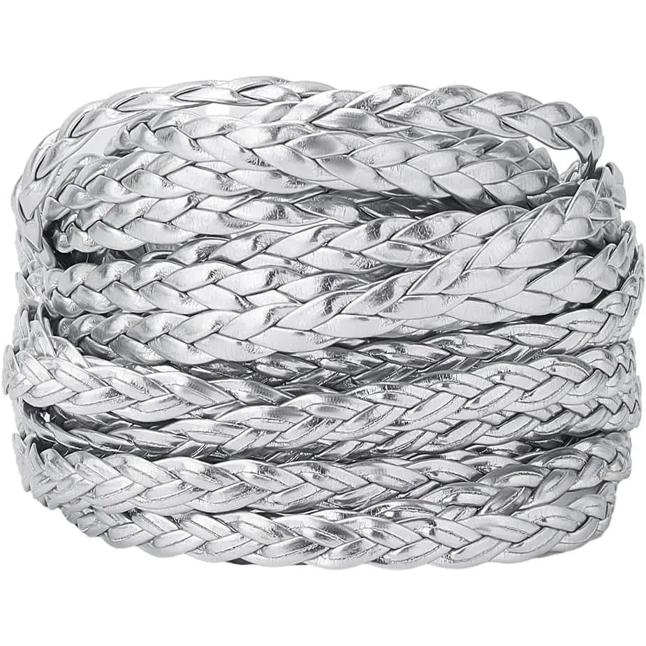 5m Braided Leather Cord 7mm  PU Leather Strings 2mm Thick Flat Folded Imitation Leather Rope Thread for Bracelet Anklets Necklace  Making DIY Braiding Crafts  Wrapping