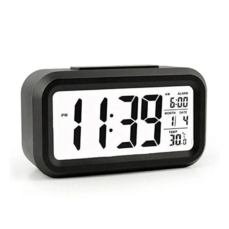 Smart Temperature Display Digital Alarm Clock, Backlight LCD Alarm Clock Decor Electronic