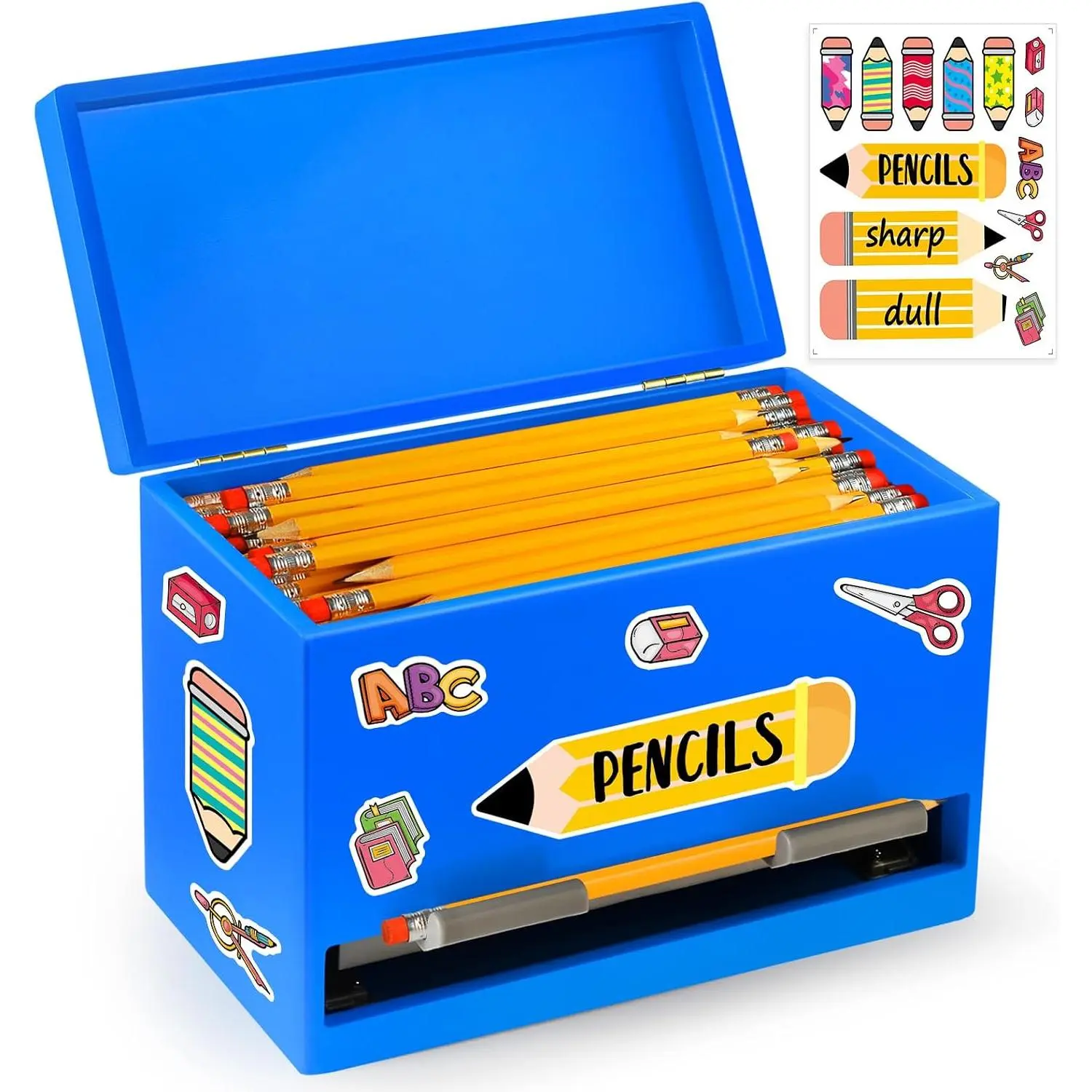 Pencil Dispenser for Classroom, Wooden Pencil Holder, Classroom Teacher  Have, Pencils Straws Organization & Storage for Classroom Office Kitchen Restaurant (blue)
