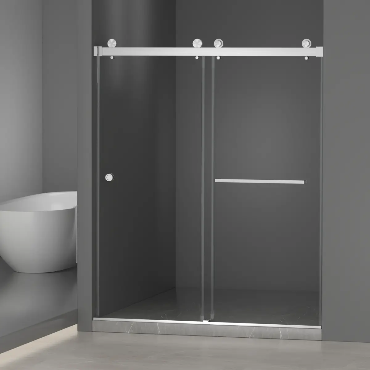 55-59" W x 72" H Frameless Double Sliding Shower Door – 5/16" (8mm) Tempered Safety Glass, Brushed Nickel Finish, Dual-Side Easy-Clean Coating, Smooth Gliding Shower Enclosure
