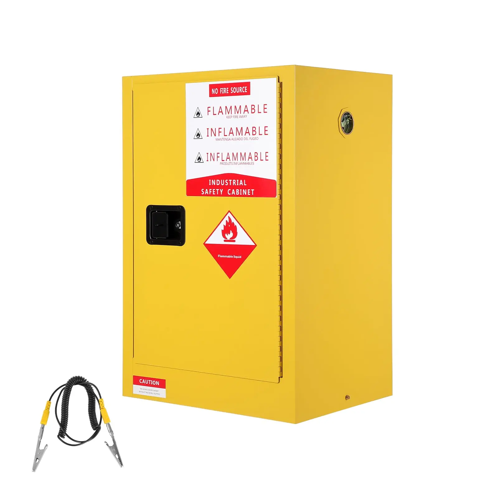 Heavy Duty Steel Flammable Safety Storage Cabinet – Fire Resistant Double-Wall Construction – Adjustable Shelves, Spill Containment Tray, Auto-Close Doors – Industrial Hazardous Material Locker