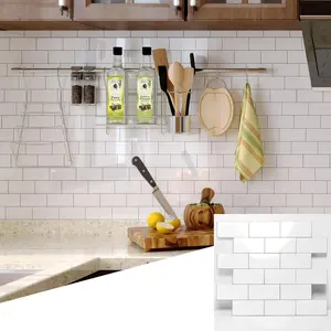 2026 New Upgrade Peel and Stick Backsplash Tile 11.34" X 11.57" Wall Tile for Kitchen Bathroom Fireplace Laundry (Polished Marble White, 10 Packs)