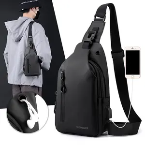 New men's chest bag, casual large capacity single shoulder crossbody bag, Korean version motorcycle bag, anti splash trendy backpack