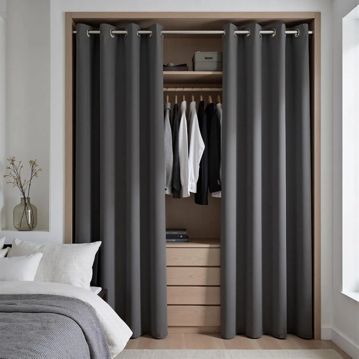 78 Inch Long Closet 2 Panels,Thermal Closet Door Curtains Doors,Blackout Alternative to Accordion Door