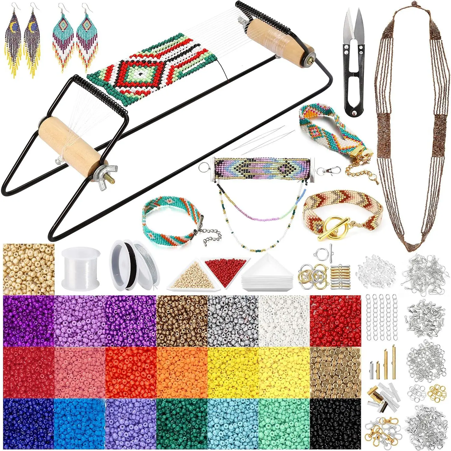 Value Bead Loom Kit, 11343 count Loom Beading Sulies with Lots of Seed Beads, Complete  Making Tools and Accessories, Beading Loom Kits for Adults  Making Bracelets Belts