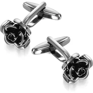 Black Rose Cufflinks for Men Cuff Links Classic Shirt Cufflinks Tuxedo Cuff links for Shirt Wedding Business Gift for Son, Father, Husband, Anniversary, Birthday: Clothing, Shoes & Jewelry