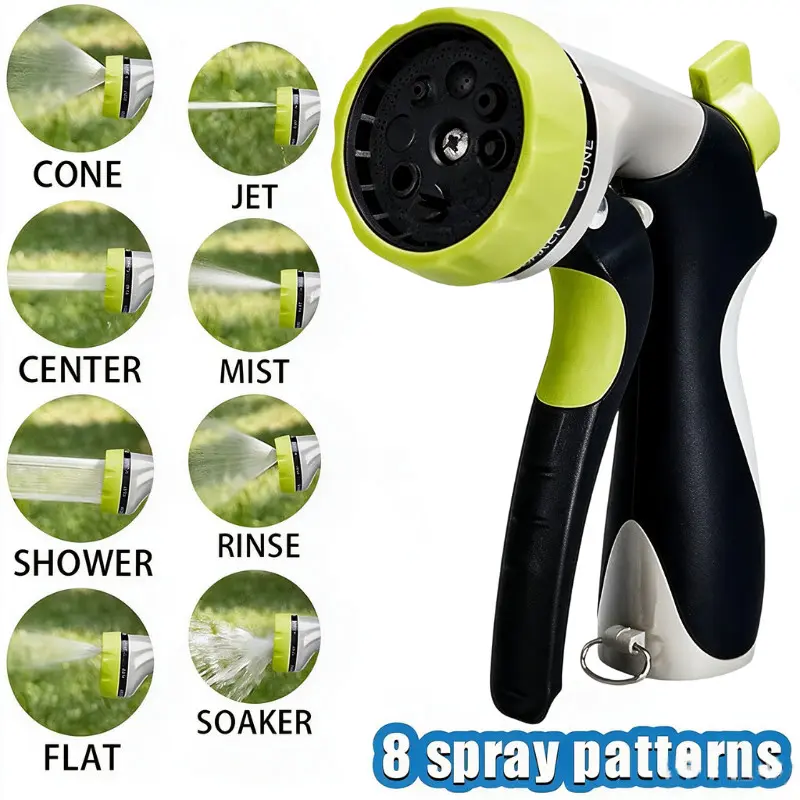 Garden Hose Nozzle Sprayer, water spray gun 8 Adjustable Spray Patterns Heavy Duty Zinc Alloy Water Sprayer Gun, car wash sprayer High Pressure Flow Control Gardening Tool, For Lawn Plant Watering, Car Wash, Pet Bathing, Patio Outdoor Cleaning