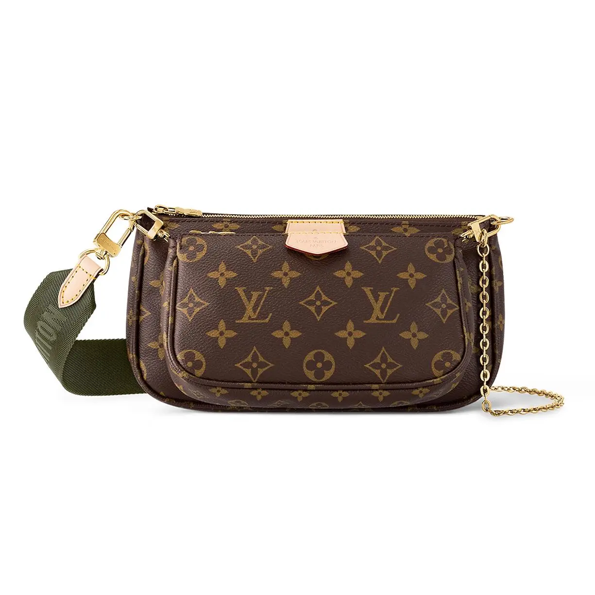 Women's Louis Vuitton Multi Pochette Accessoires Purses - Monogram Canvas, Leather Construction, Chain Strap, Crossbody or Shoulder or Top Handle Styles, Khaki Green