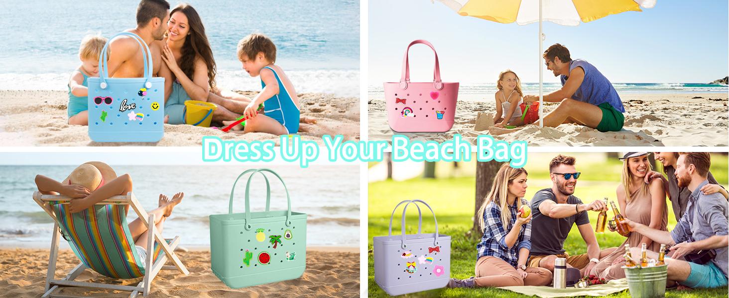 BASIC SUPPLY L-BR011  16pcs/30pcs Bogg Bag Charms, Beach Accessories Cute Charms for Bogg Bag Rubber Tote Beach Bags, Flowers Letters Baseball Butterfly Decoration Charm for Girls Women