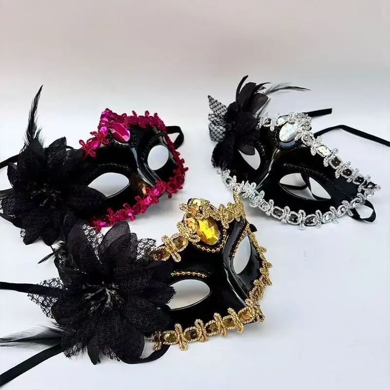 Halloween Masquerade Mask Half Face, Couples Venetian Costume Set, Dual Color Princess Face, Unisex Party Accessory, Venice Mask