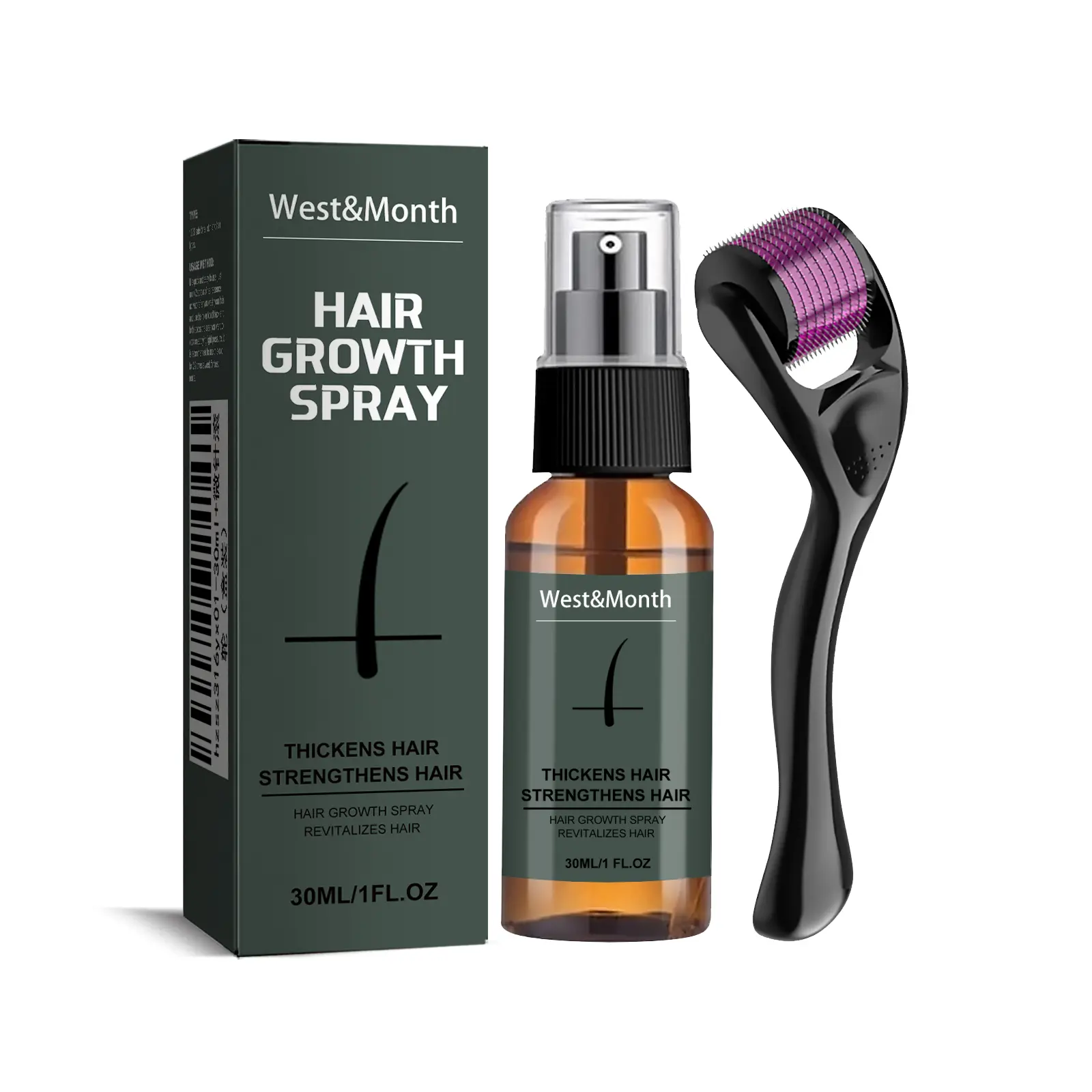 Men's Beard Growth Kit Set - Lightweight Stainless Needle Roller & Castor Oil Serum Duo, Natural Nutrient Hair Care for Thicker Facial Hair, Easy-to-Use Daily Grooming Essential Gift for Him