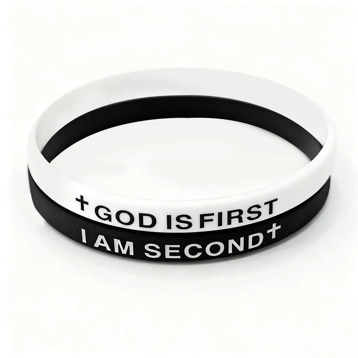 God Is First Bracelet, GOD IS FIRST IM SECOND Christian Silicone Rubber Wristband with Cross and Inspirational Scripture, Durable Unisex Faith Gift for Men Women