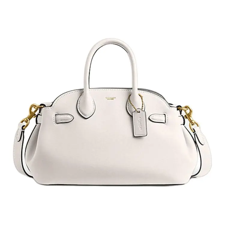 COACH Empire Carryall 26 Handbag for Women – Detachable Logo Strap, Full-Grain Leather, Crossbody/Shoulder/Top Handle Style, Chalk White