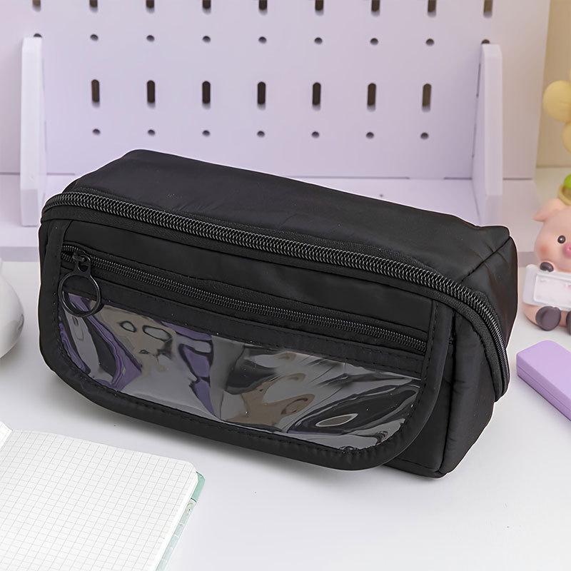 Large Capacity Canvas Pencil Case, Simple Handheld Stationery Box for Office School Men Women, Portable Makeup Bag, Ideal Back-To-School Gift