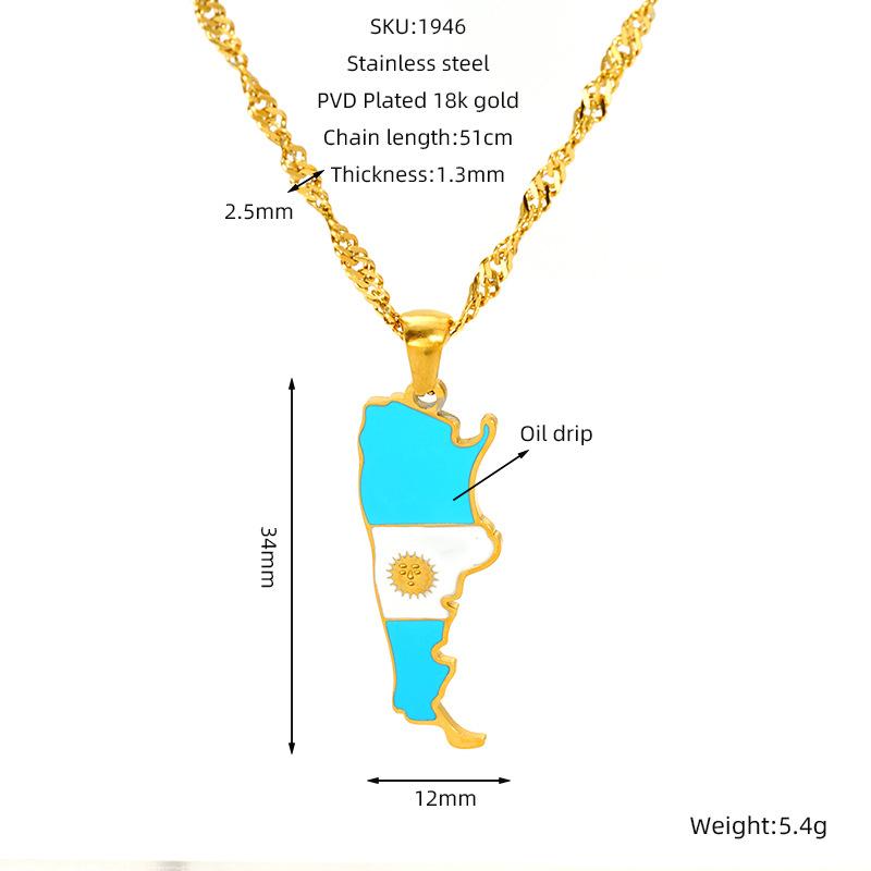 Various Countries Map Pendant Necklace Jewelry, Stainless Steel Necklace