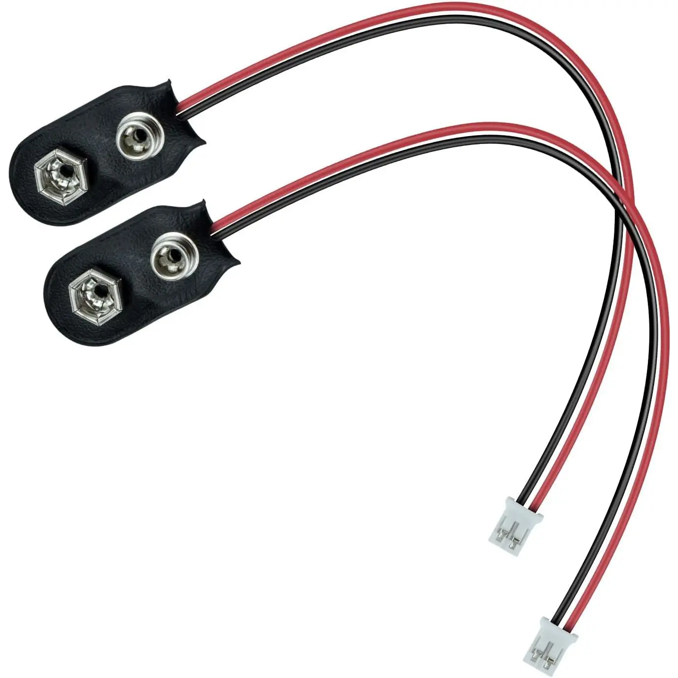 4Pcs 9V Snap to 2-Pin PH2.0 Connector Cable 9V Battery Clip Connector I-Type 9 Volt Clip Hard Buckle Plastic Housing with 5.9 inches Lead Wire
