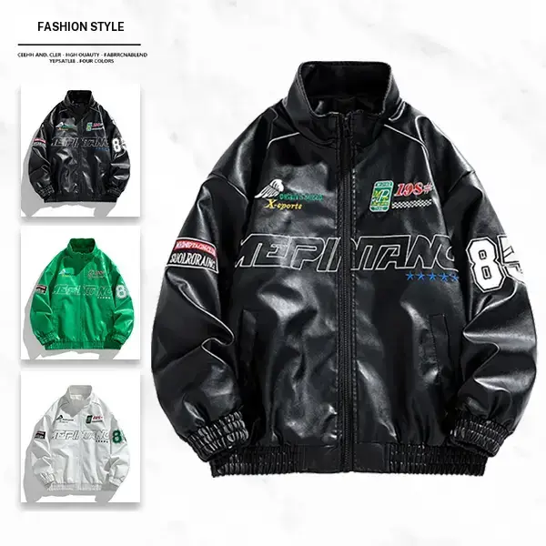 Vintage Motorcycle Leather Jacket with Multiple Badges Design Retro Trendy Spring/Autumn Outerwear for Fashionable Individuals Coats Casual Black Long Sleeve Stylish winter outfits western outfits quilted jacket summervibes☀️