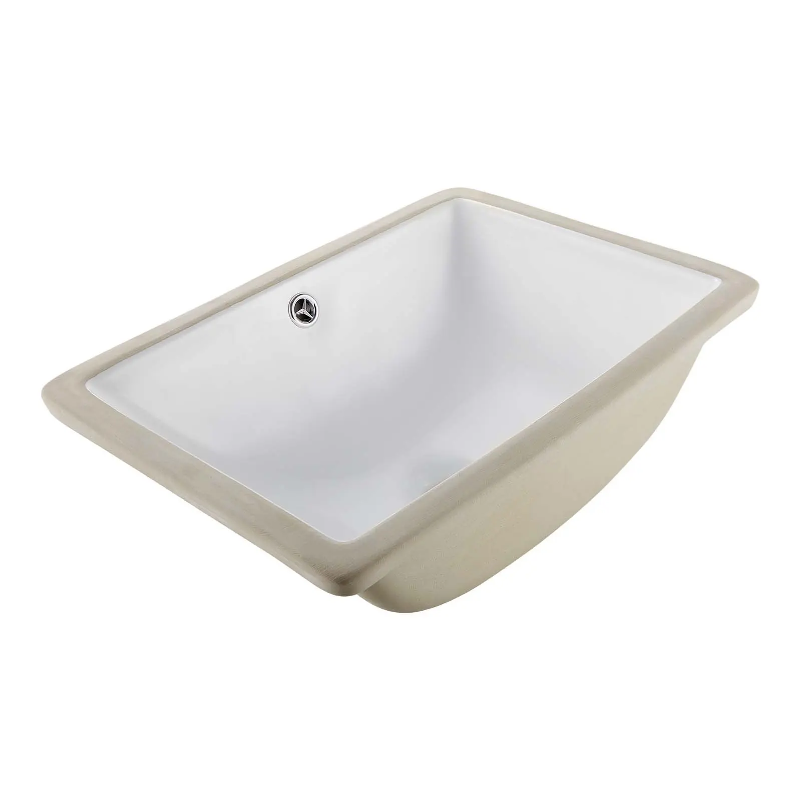VEVOR Undermount Drop-in Ceramic Bathroom Sink, 18.11x12.99in Rectangular White Lavatory Vanity Wash Basin with Overflow Hole for Small Modern Spaces