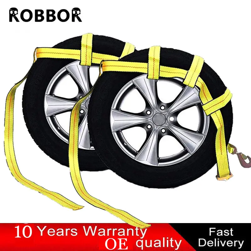 2x ROBBOR Tow Dolly Strap Set, Heavy-Duty Vehicle Car Dolly Wheel Net Tire Basket with Snap Hook, Polyester Webbing, Fast Delivery