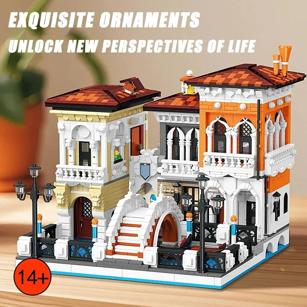 European Water City Venice Model Kit Classic Street View Scene Building Blocks Architecture Set High Difficulty Adult Collection Desktop Display Gift