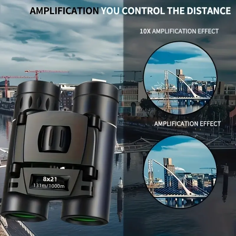 1pc HD Long Range Binoculars, Compact Lightweight Foldable Portable Telescope for Outdoor Hunting Camping Hiking Bird Watching Travel & Wildlife Observation