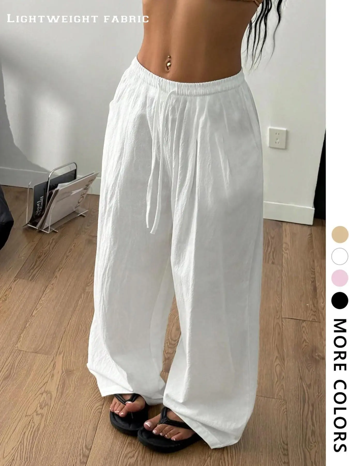 Women's Casual Beach Chic Style Lightweight Fabric Pants for Spring & Summer, Perfect for Travel & Camping, Elegant Fit for All Ages
