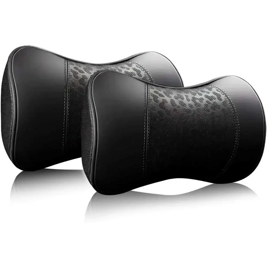 Leather  Pillows,  Rest Cushions, Memory   Support, Comfortable Travel  Seats and  Office Soft Pillows, Black a Set (2 pcs)