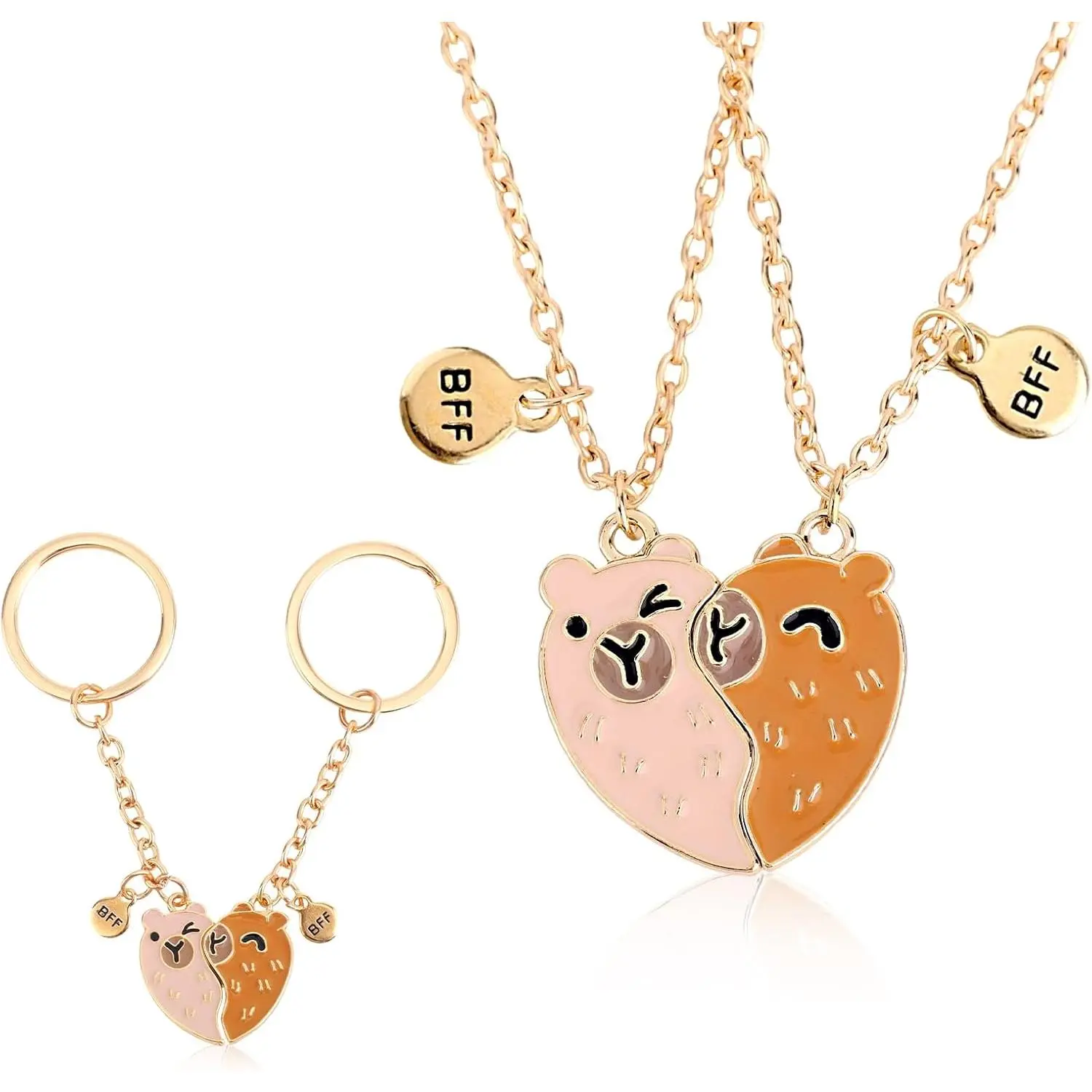 4 count Friendship Necklace Set for 2 Women,     Match Heart  Pendant Necklace &