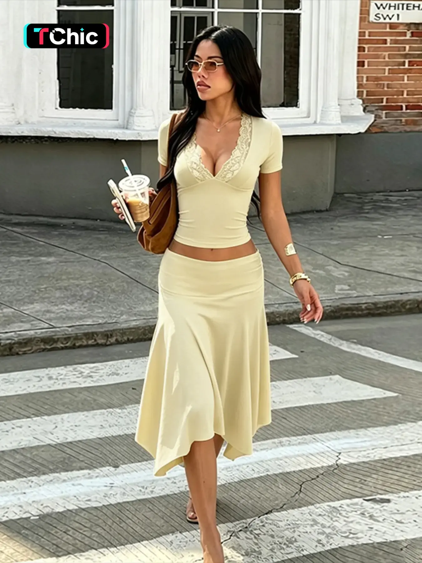 Floral Print Top and Skirt Set, Lace, Elegant Women's, Feminine, Chic, Perfect for Daily Wear, Comfortable and Stylish Design, Ideal for All Seasons