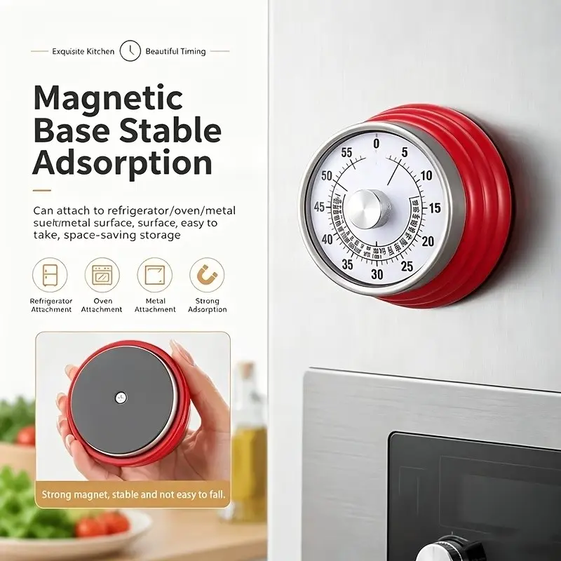 Visible Circular Mechanical Countdown Timer, Easy-To-Read Display, Magnetic Back Cover, Ideal for Teachers, Adults, Cooking, Office, Home Use