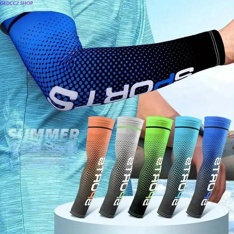 5 Pairs Silky Cooling Compression Arm Sleeves, UPF UV Protection Quick Dry Arm Covers for Cycling & All Outdoor Sports