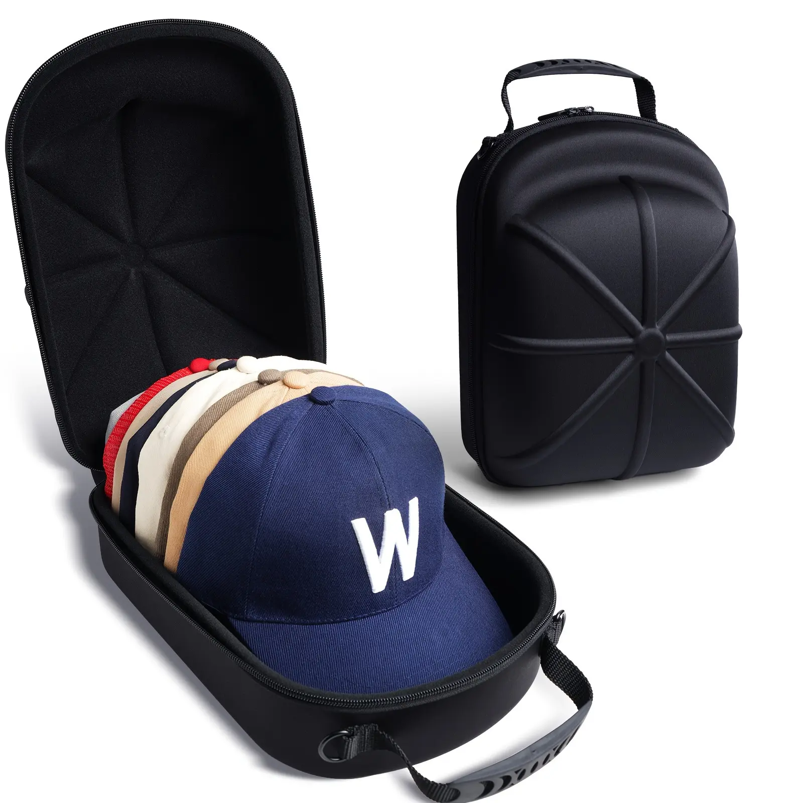 1 hard-shell baseball cap storage box, fabric baseball cap storage box with handle, high-quality dust-proof and pressure-resistant organizer, suitable for travel and home use, Dustproof Sturdy Organizer, Hat Storage Bag