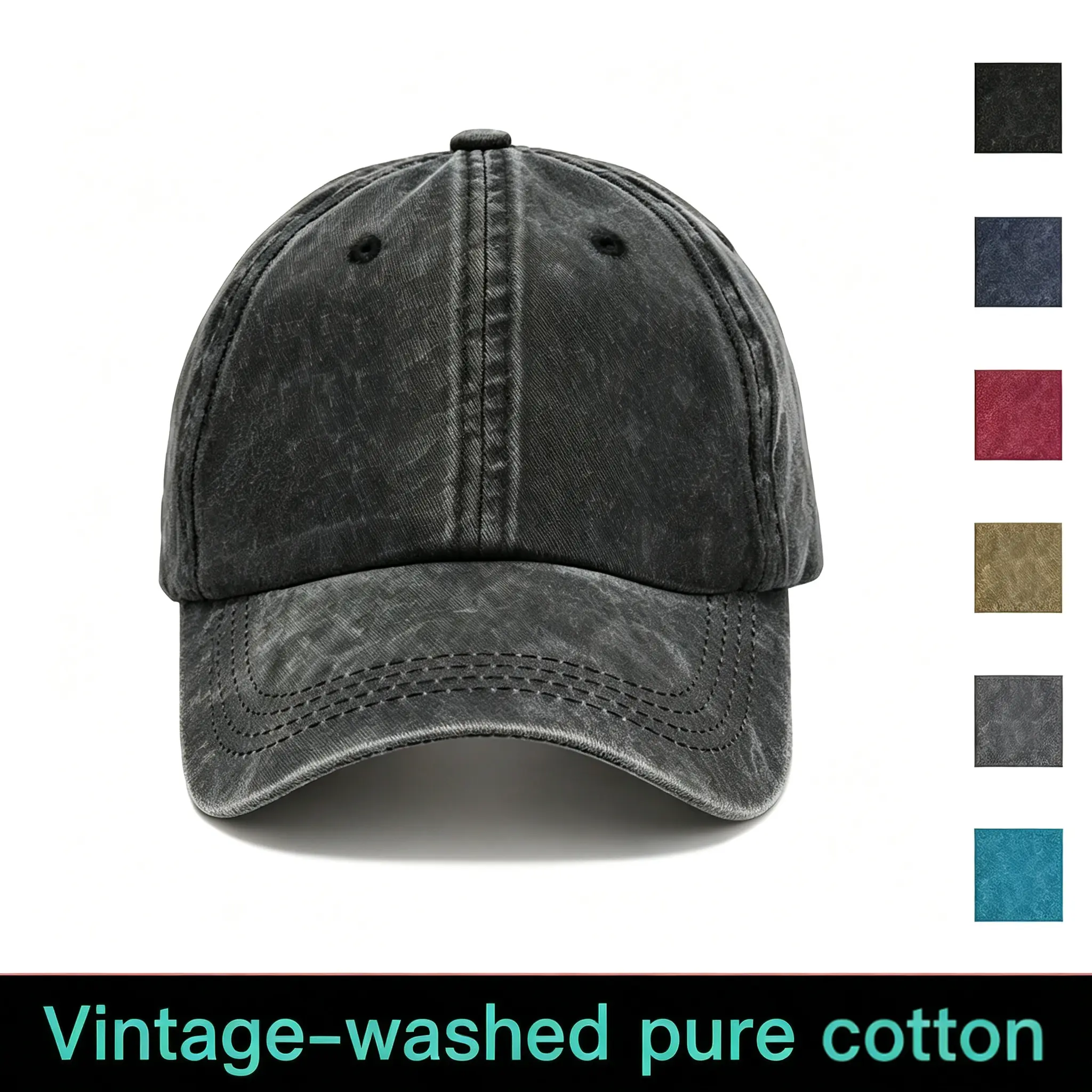 [Tiktok Shipping] Vintage Washed Baseball Cap Adjustable Distressed Cotton Snapback Unisex Retro Dad Hat Casual Streetwear