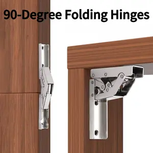 90-Degree Folding Hinges, No-Drill Bridge Hinges, 180-Degree Flat Spring, Shelf Hinges, Hidden Brackets, Dining Table Fasteners, Furniture Components