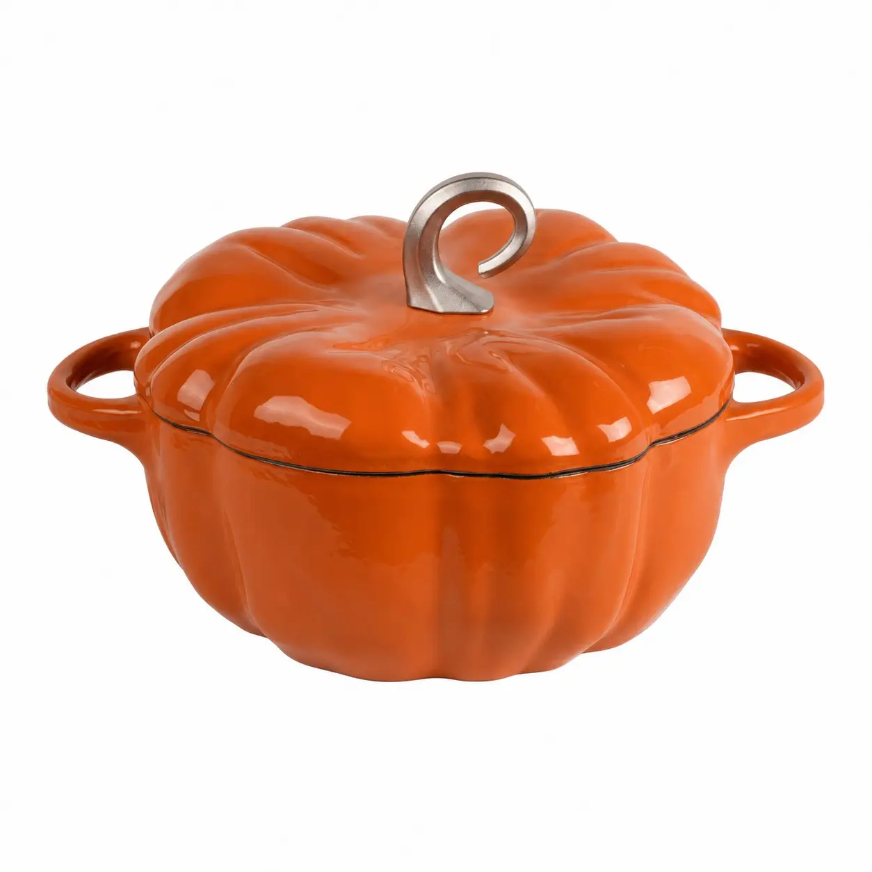 Cast Iron Pumpkin Pot with Lid and Handle, Durable Easy-To-Clean Cooking Pot, Soup Pot, Stew Pot, Kitchen Decor, Halloween Thanksgiving Gift